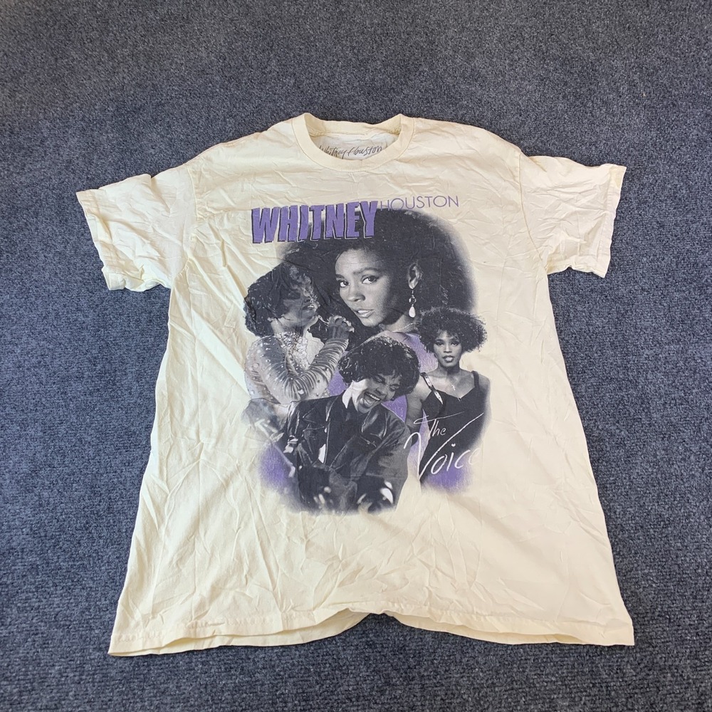 Goodie Two Sleeves Whitney Houston T-Shirt Men M Cream Good The Voice Graphic